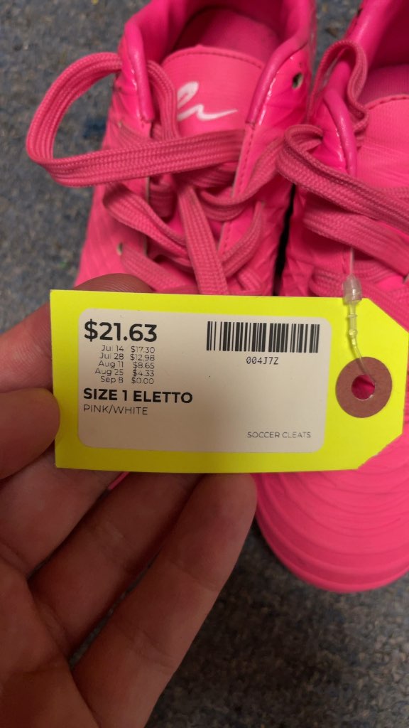 Eletto Pink/White Soccer Cleats - Size 1