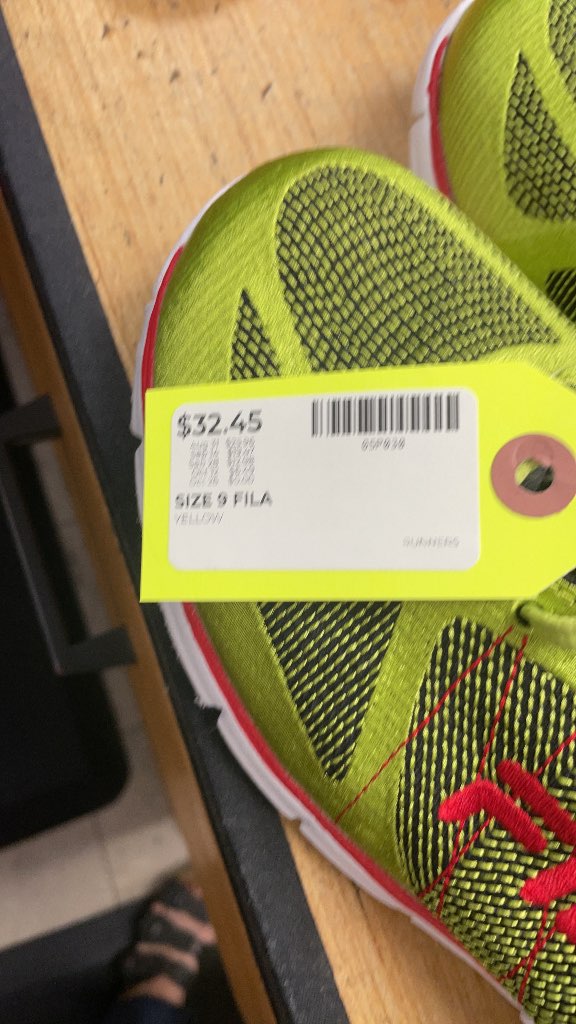 Fila Size 9 Yellow Running Shoes