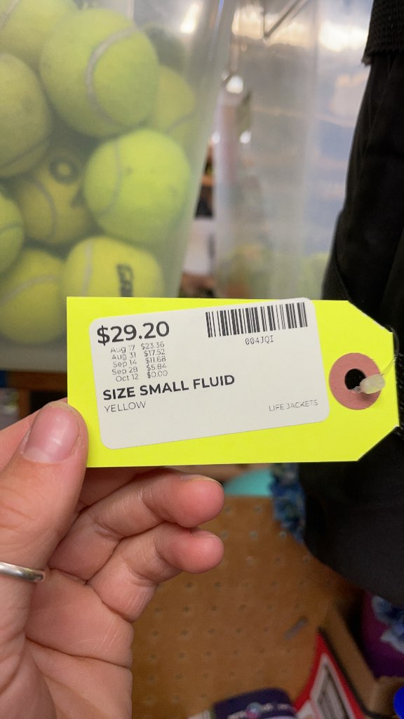 Fluid Small Life Jacket Yellow