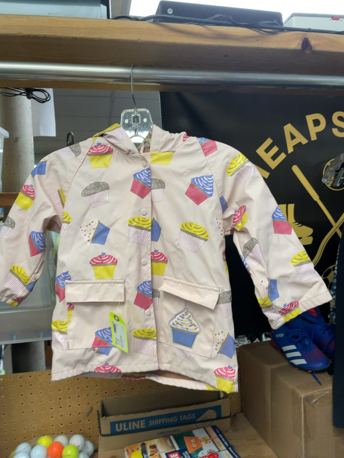 Foxfire Rain Jacket Size 4 Pink Cupcake Print