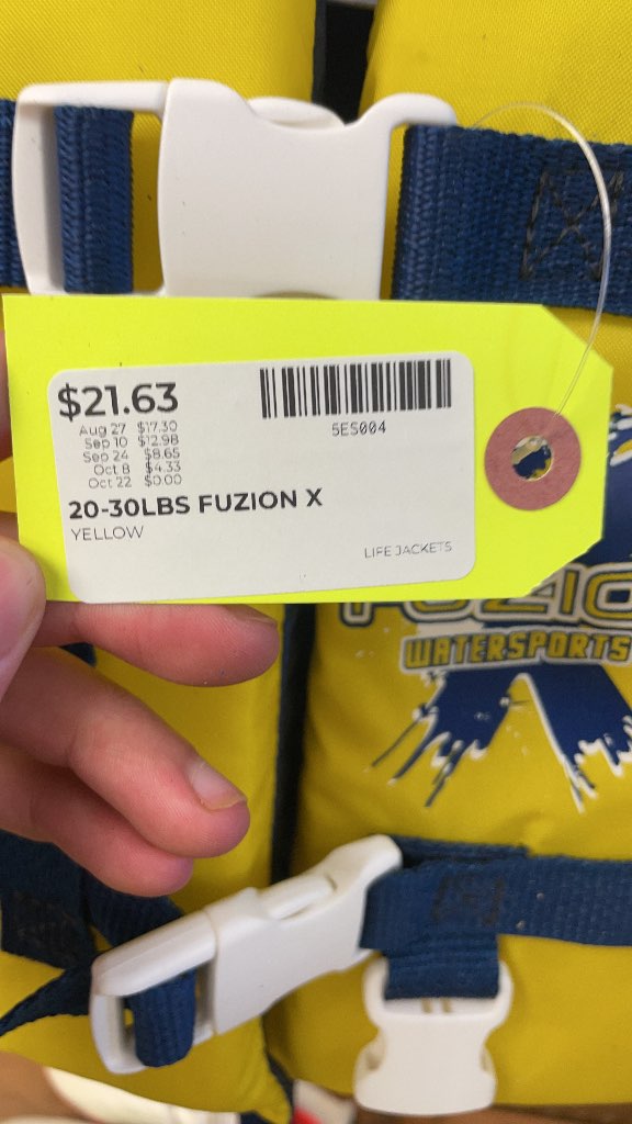 Fuzion X Infant Life Jacket 20-30lbs Yellow