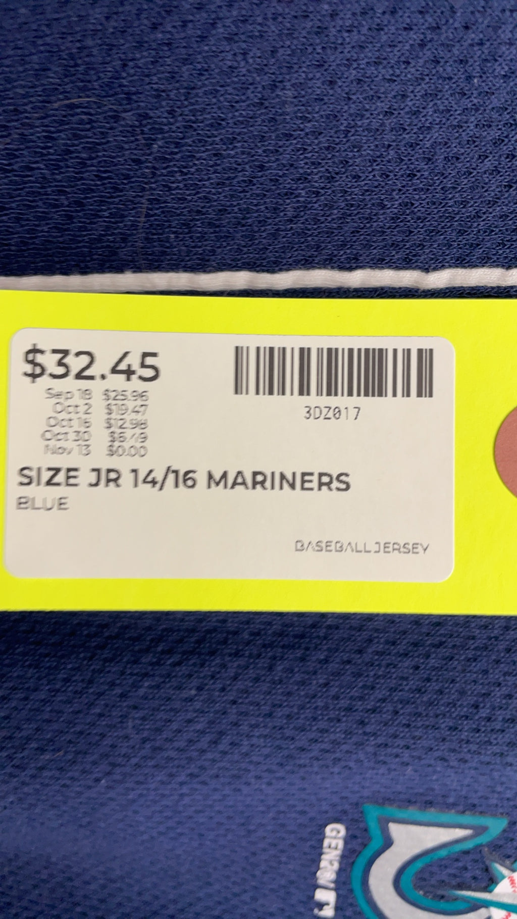 Gen2 Seattle Mariners Baseball Jersey JR 14/16