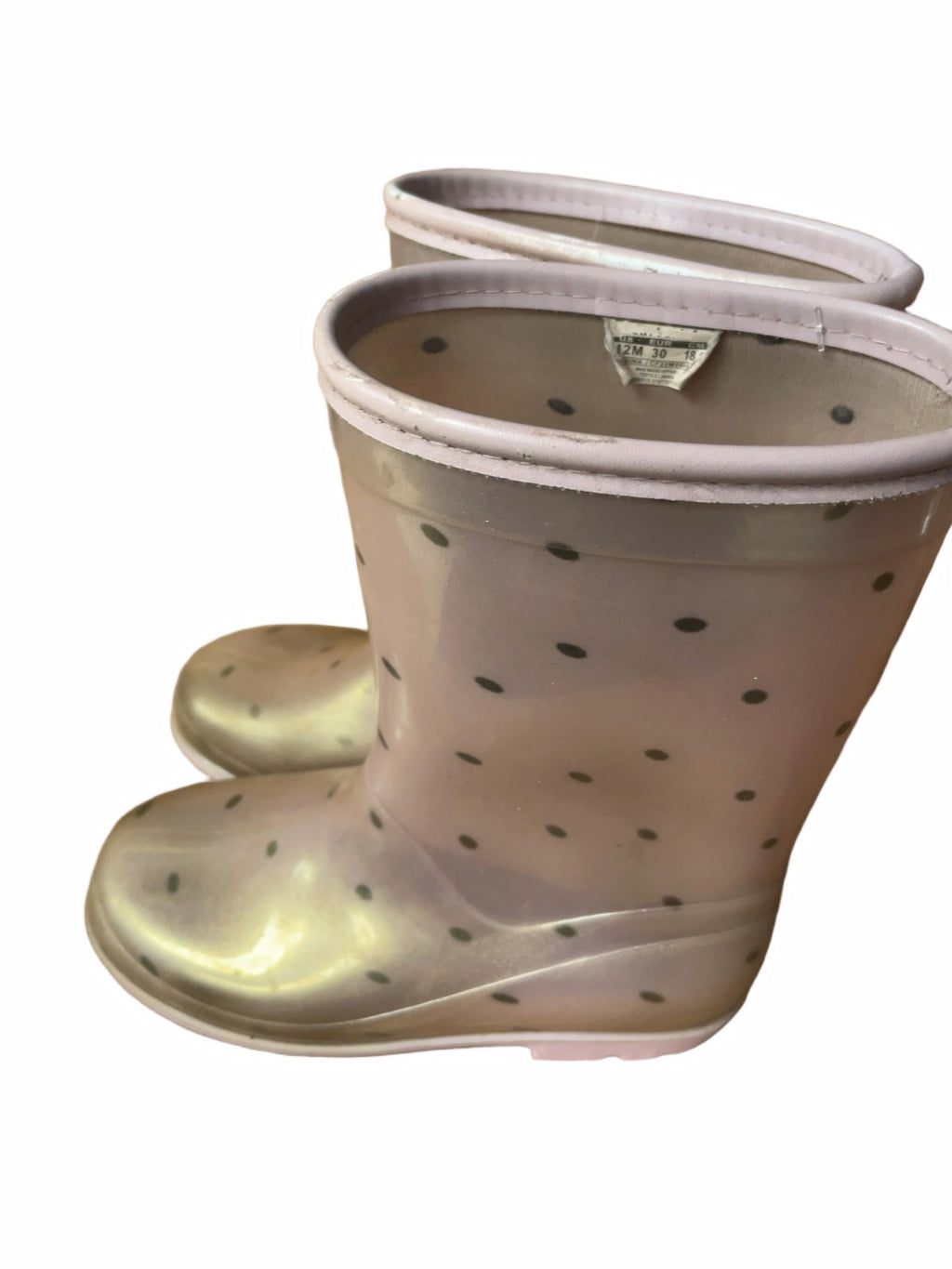Generic Rain Boots Size 12C Pink Polka Dot