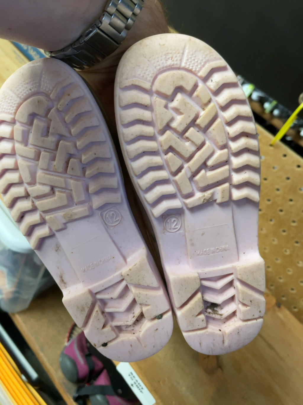 Generic Rain Boots Size 12C Pink Polka Dot
