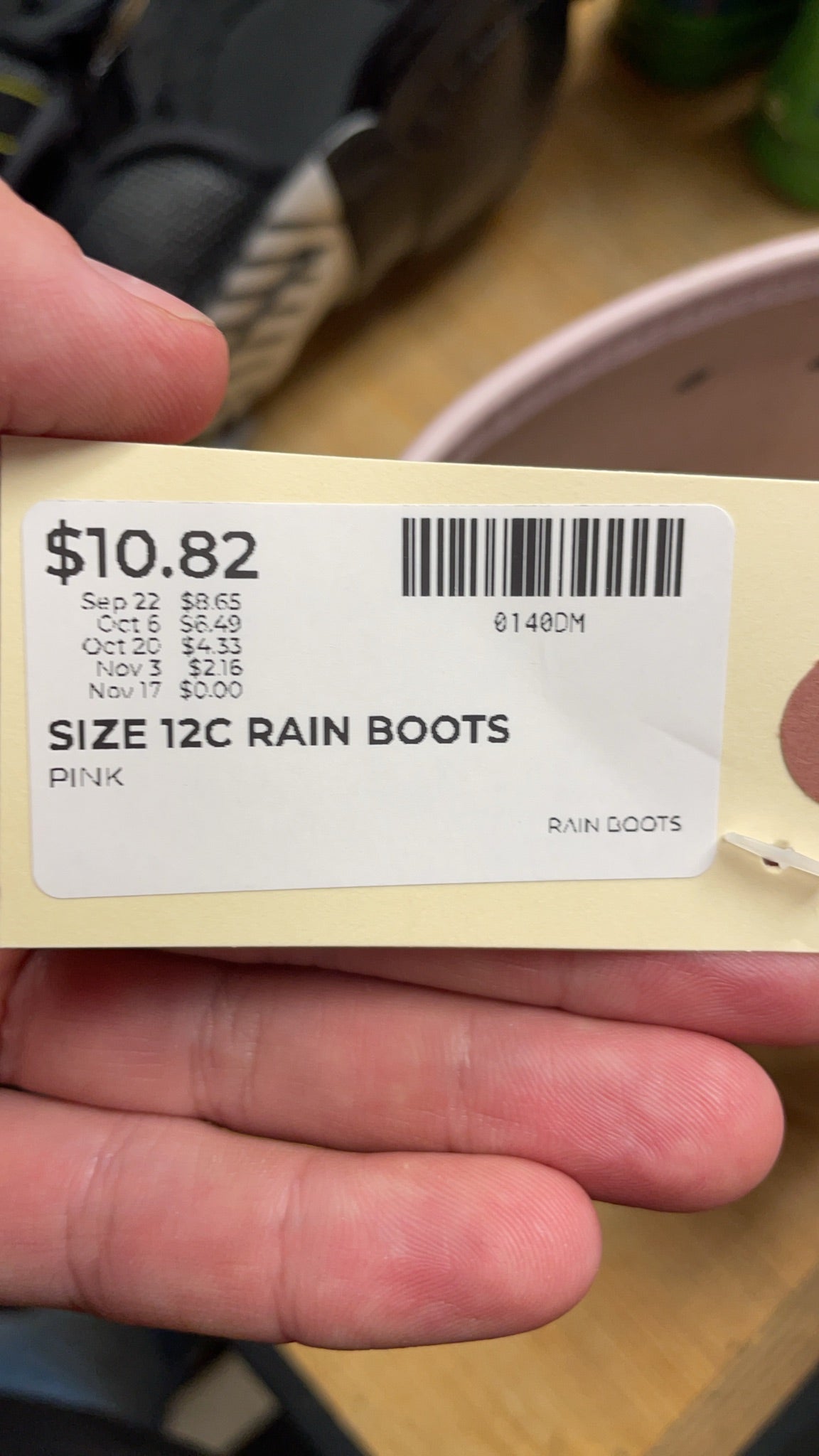 Generic Rain Boots Size 12C Pink Polka Dot
