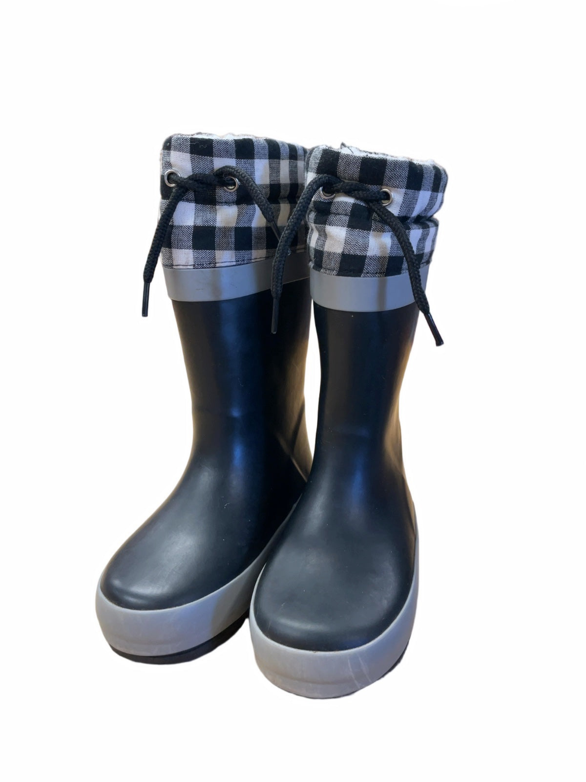 George Rain Boots Size 8C Black/White Buffalo Check