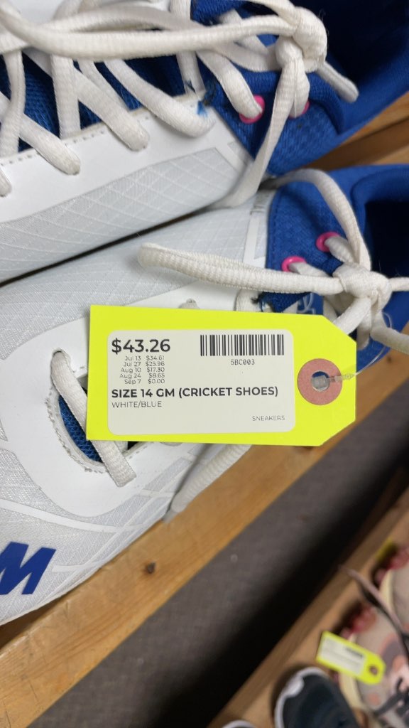 GM Cricket Shoes Size 14 White/Blue