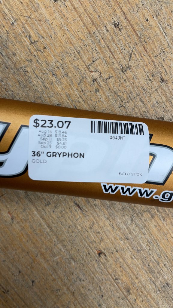 Gryphon Taboo 36" Field Hockey Stick - Gold