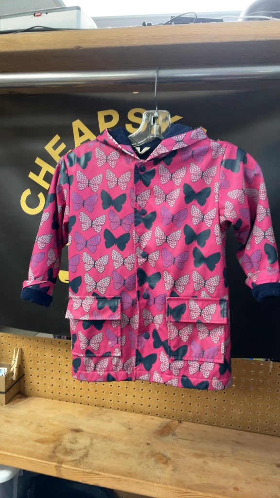 Hatley Pink Butterfly Rain Jacket - Junior Size 6