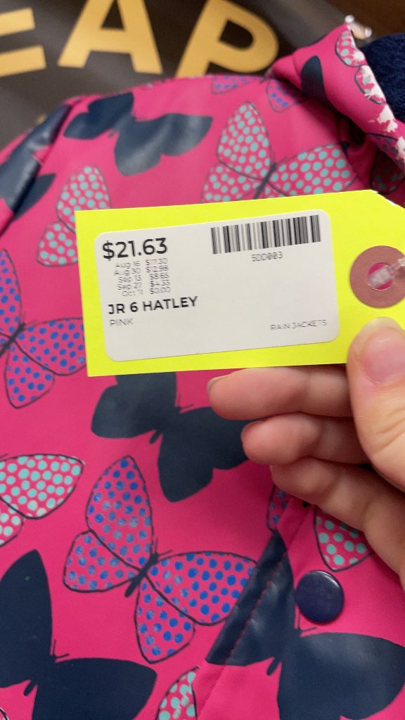 Hatley Pink Butterfly Rain Jacket - Junior Size 6