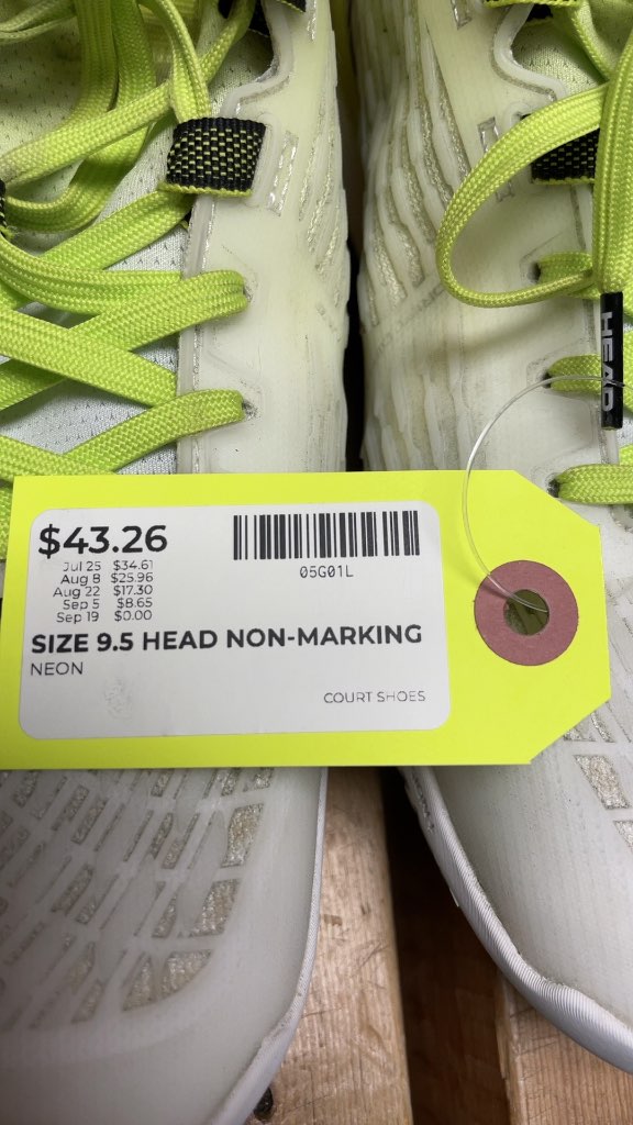 HEAD Non-Marking Court Shoes Size 9.5 Neon