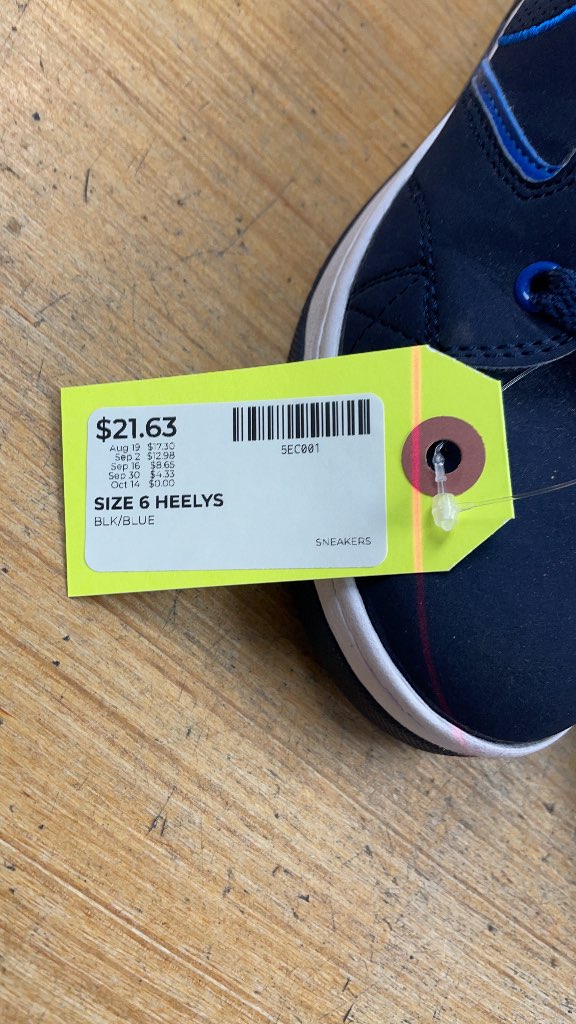 Heelys Roller Shoes Size 6 Black/Blue