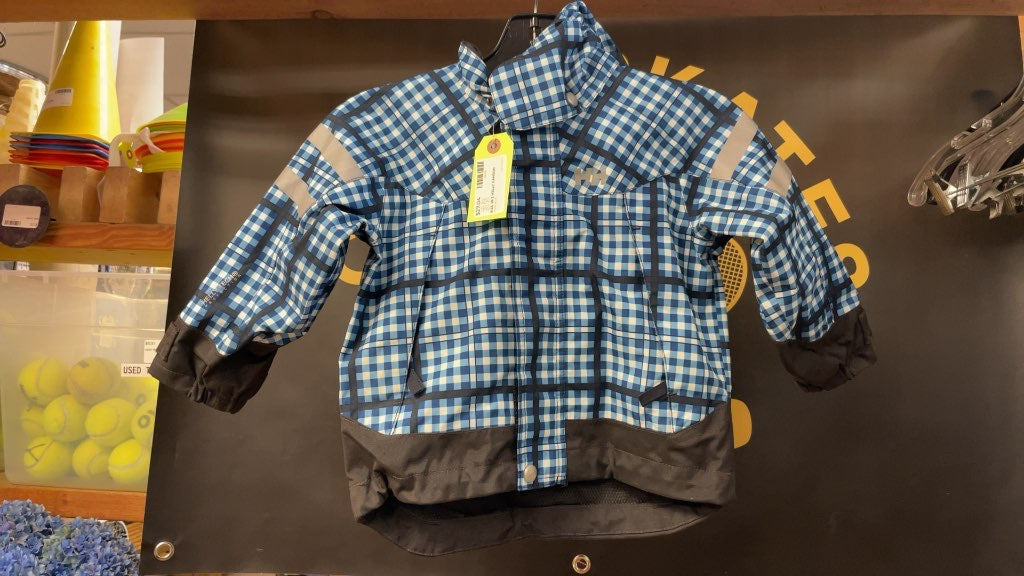 Helly Hansen Junior Plaid Blue Rain Jacket - Size JR 2