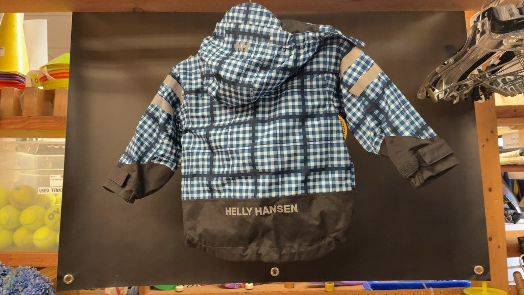 Helly Hansen Junior Plaid Blue Rain Jacket - Size JR 2