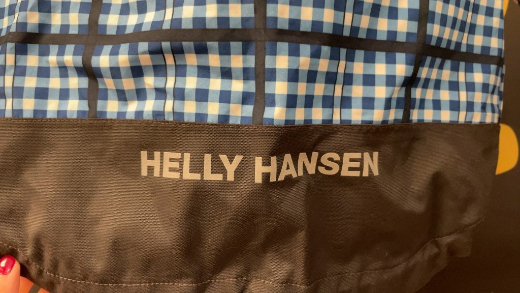 Helly Hansen Junior Plaid Blue Rain Jacket - Size JR 2