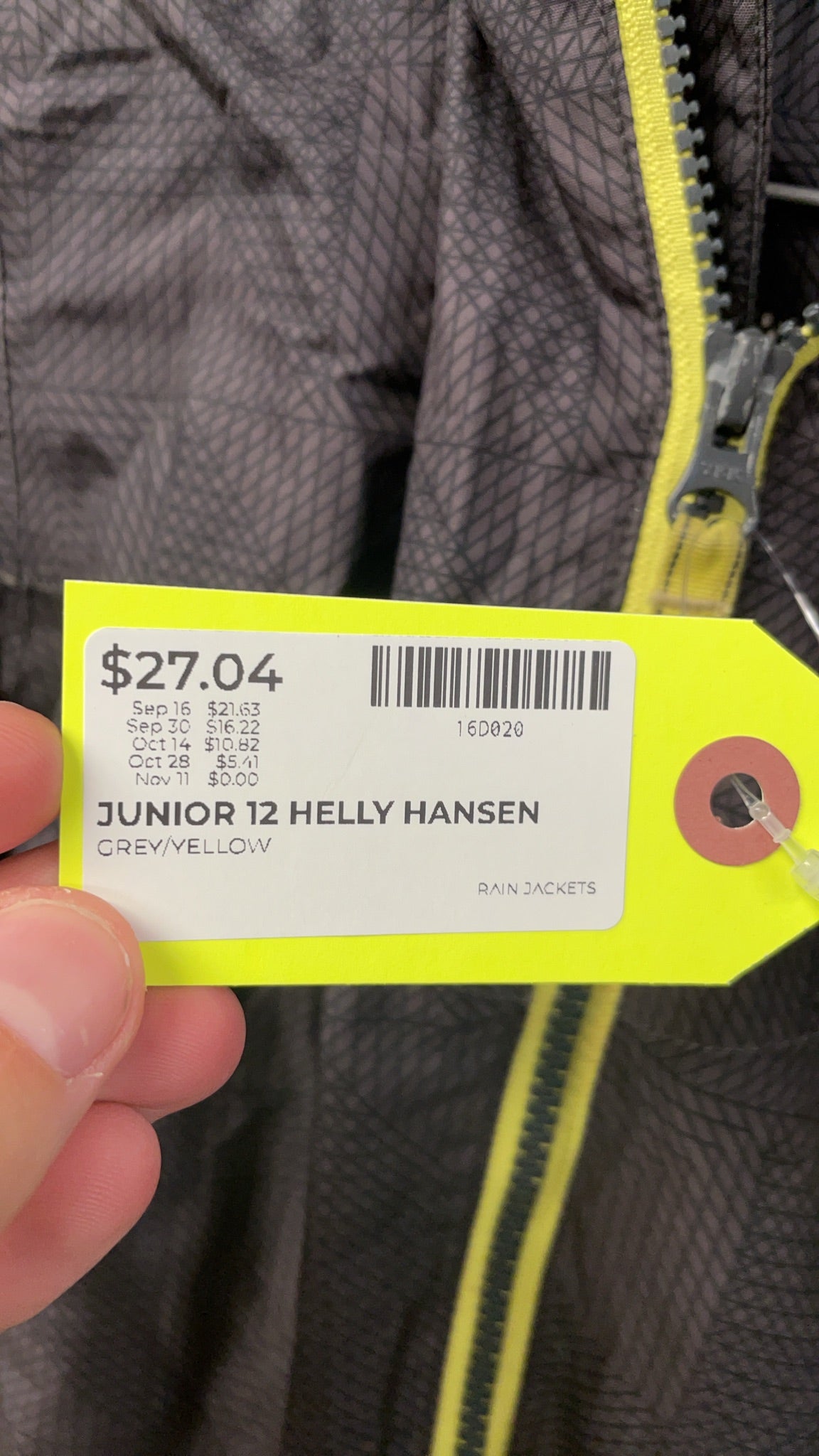 Helly Hansen Junior Rain Jacket Junior 12 Grey/Yellow