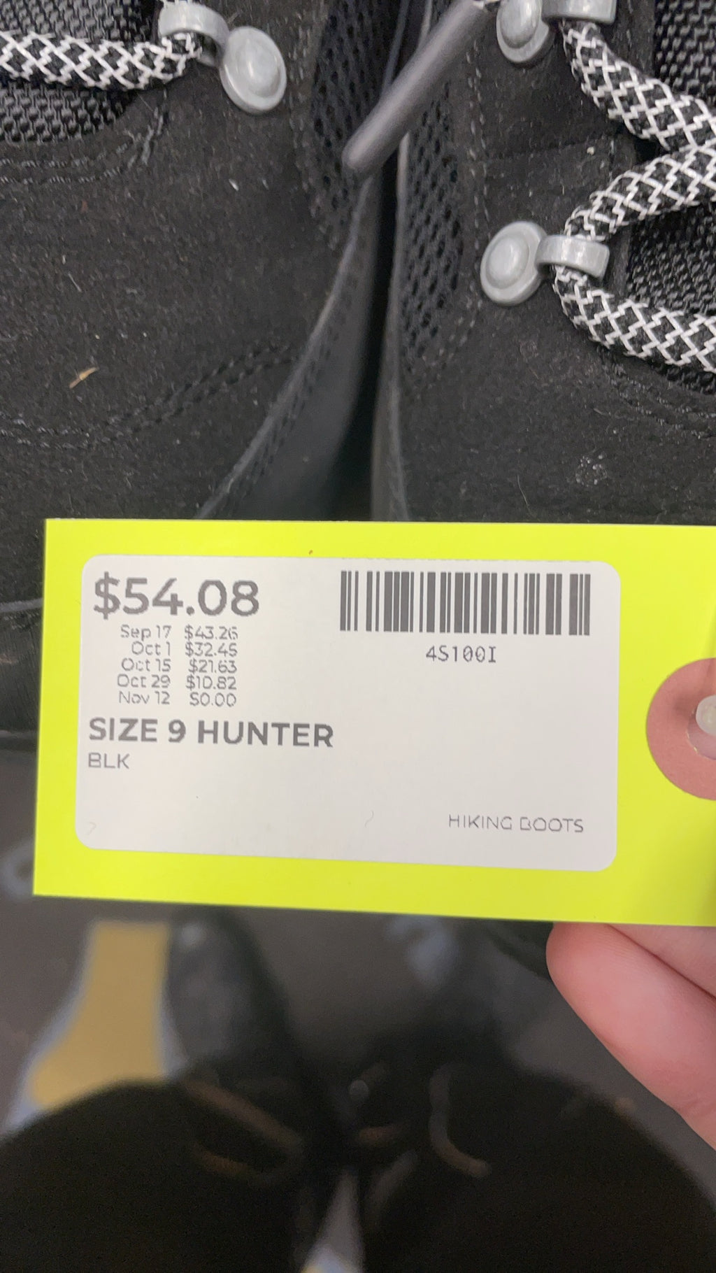 Hunter Hiking Boots Size 9 Black
