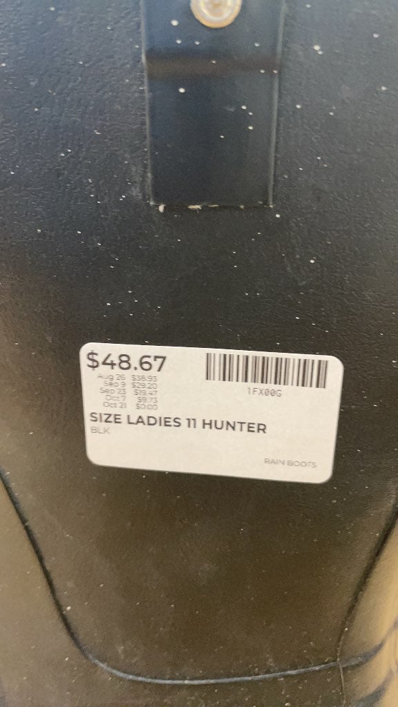 Hunter Ladies Rain Boots - Black, Size 11