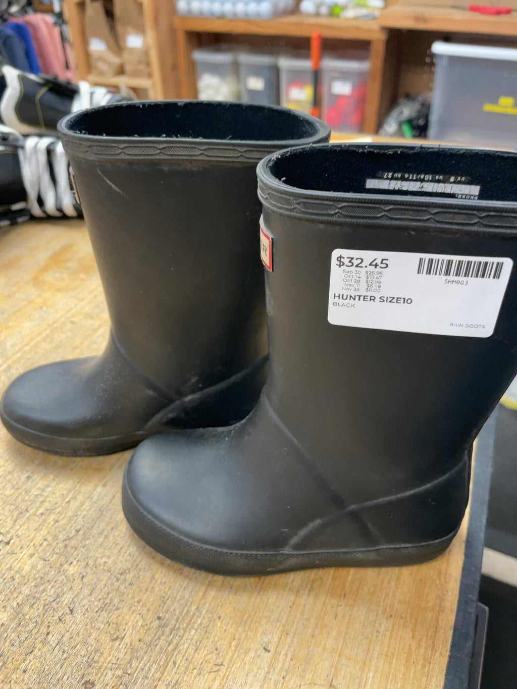 Hunter Rain Boots Size 10 Black