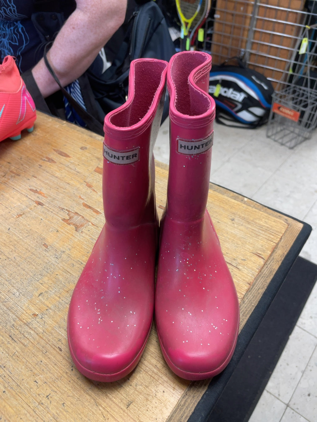 Hunter Rain Boots Size 2 Pink Glitter