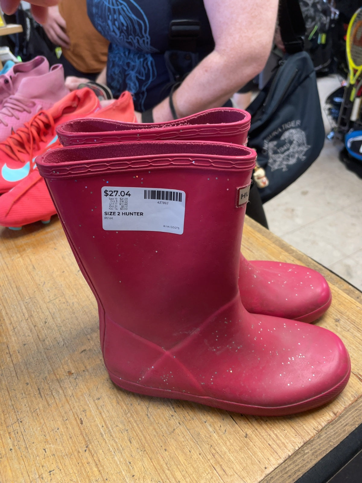 Hunter Rain Boots Size 2 Pink Glitter