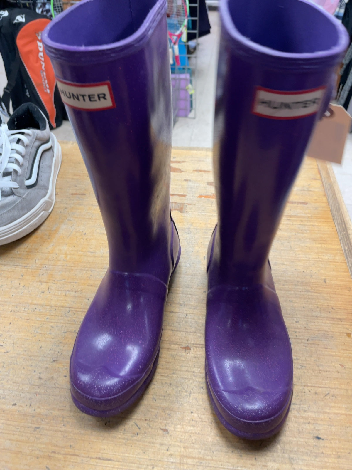 Hunter Rain Boots Size 4 Purple Glitter