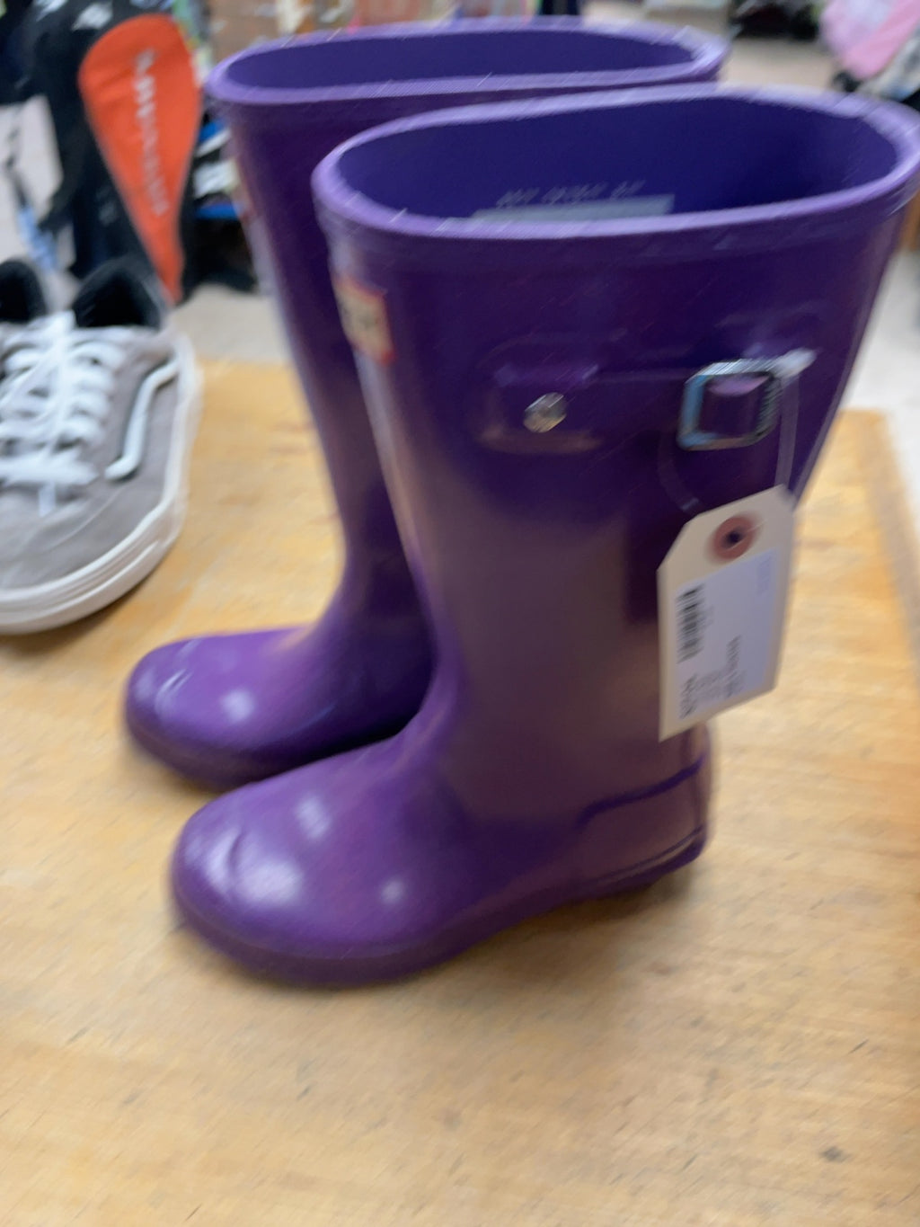Hunter Rain Boots Size 4 Purple Glitter
