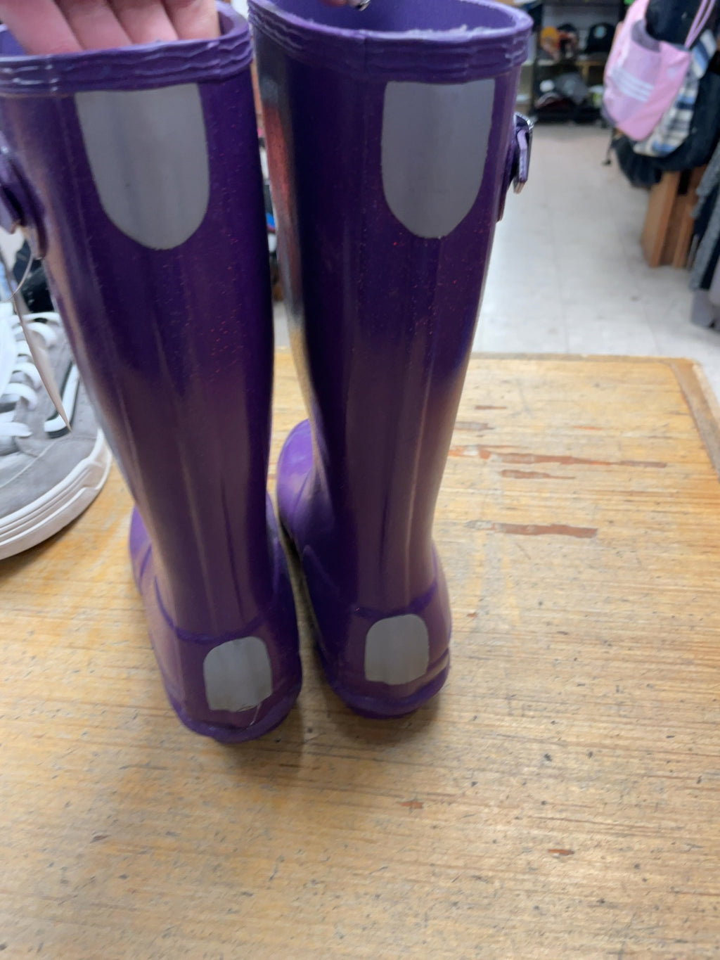 Hunter Rain Boots Size 4 Purple Glitter