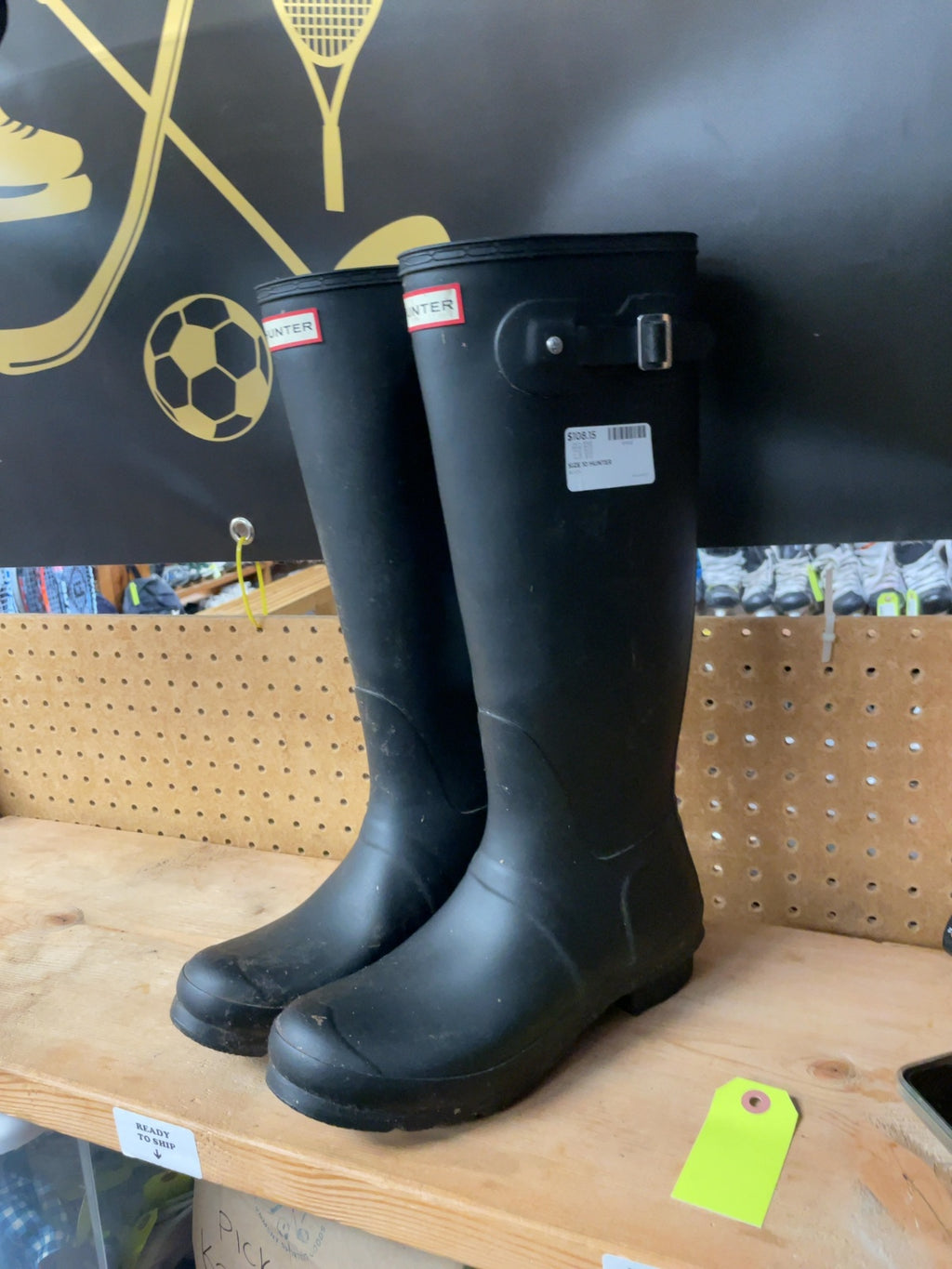 Hunter Tall Rain Boots Size 10 Black