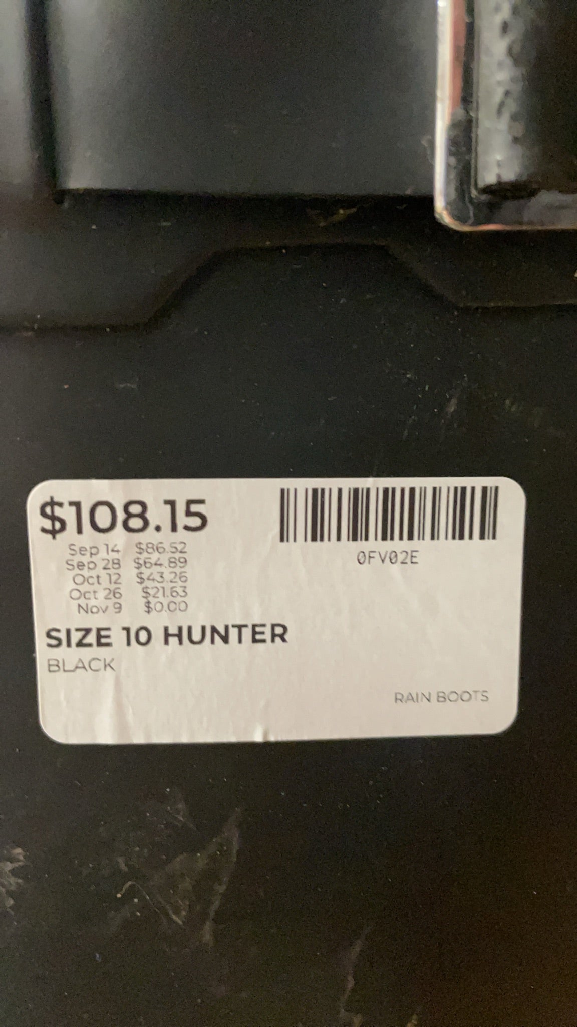 Hunter Tall Rain Boots Size 10 Black