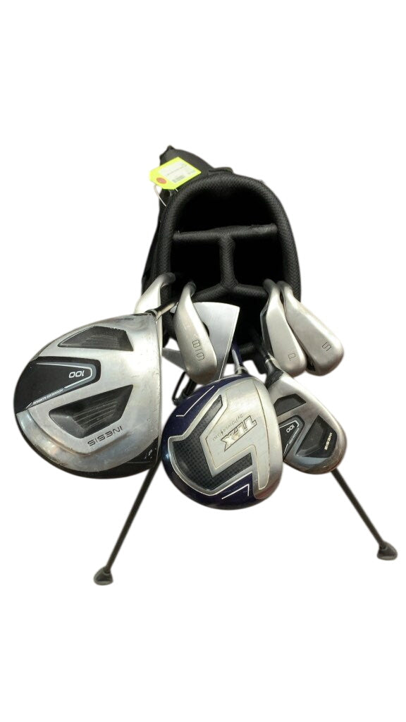 Inesis 100 7-Piece Left-Handed Golf Club Set with Stand Bag
