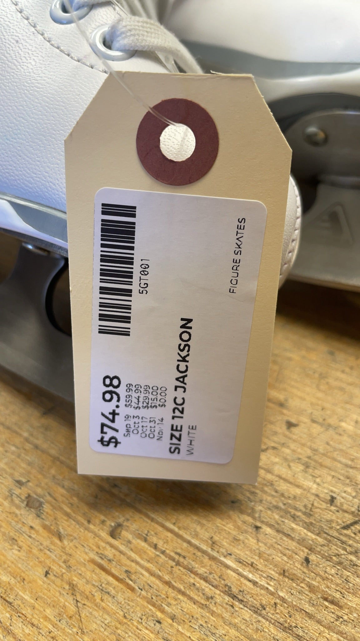 Jackson 150 Size 12C White Figure Skates