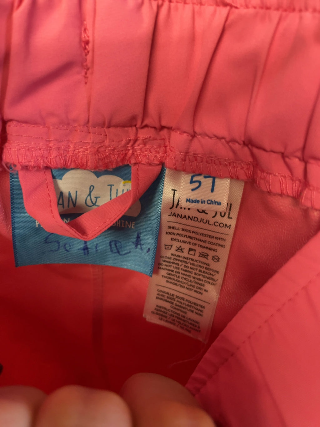 Jan & Jul Rain Pants 5T Pink
