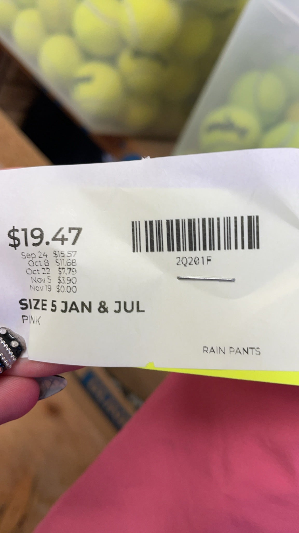 Jan & Jul Rain Pants 5T Pink