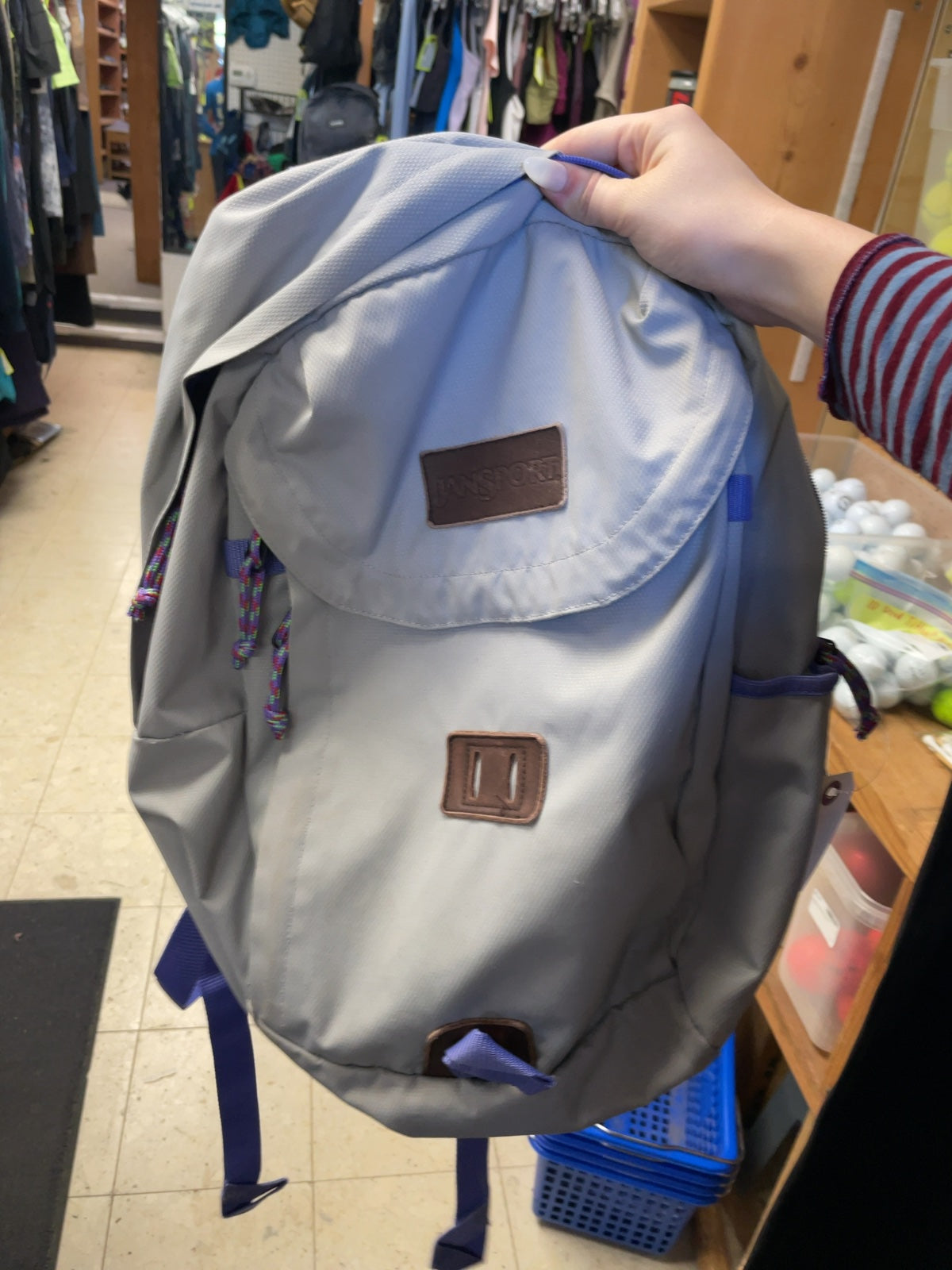 JanSport Heritage Style Backpack Grey/Purple