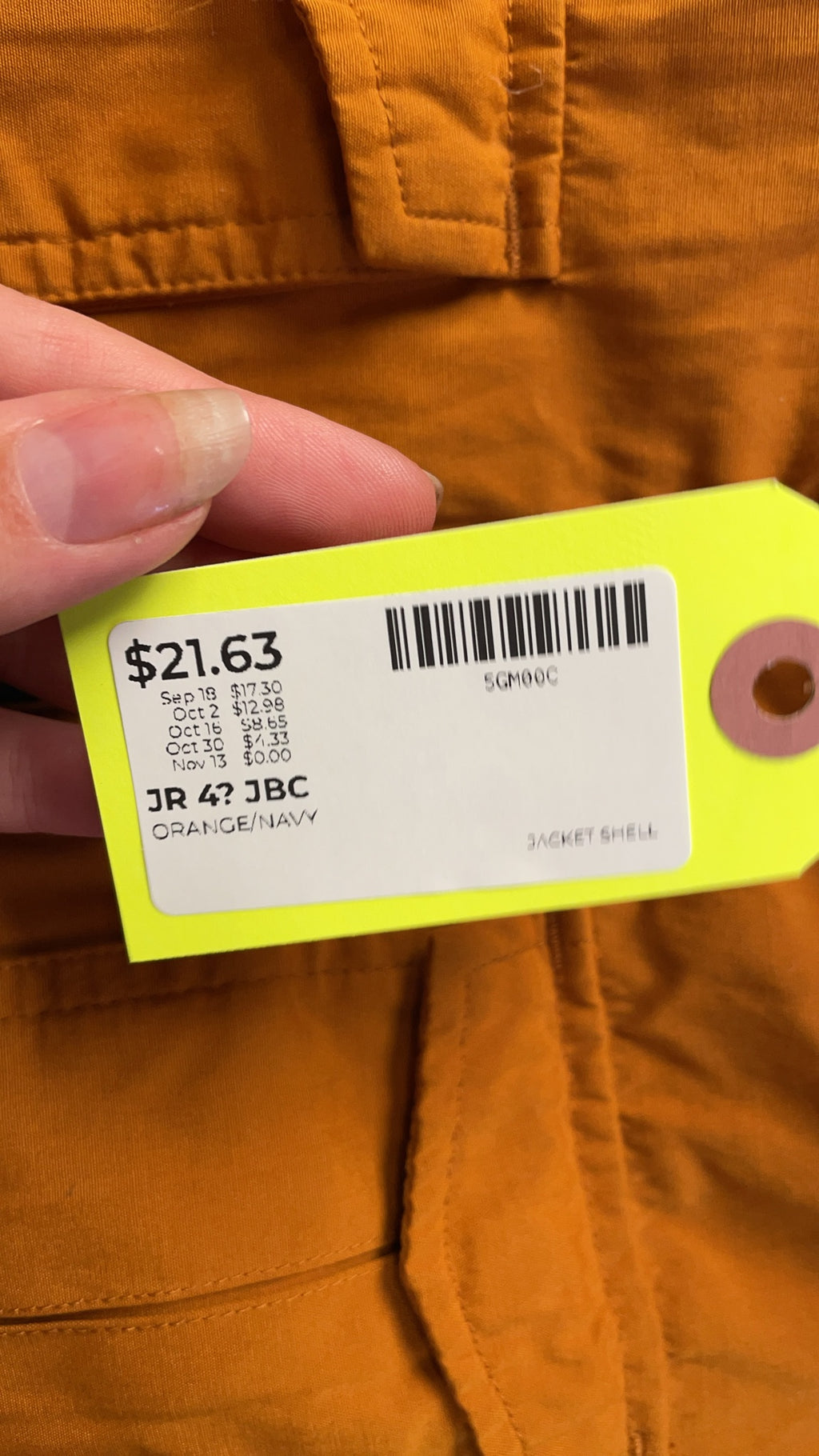 JBC Jacket Shell 128 Orange/Navy