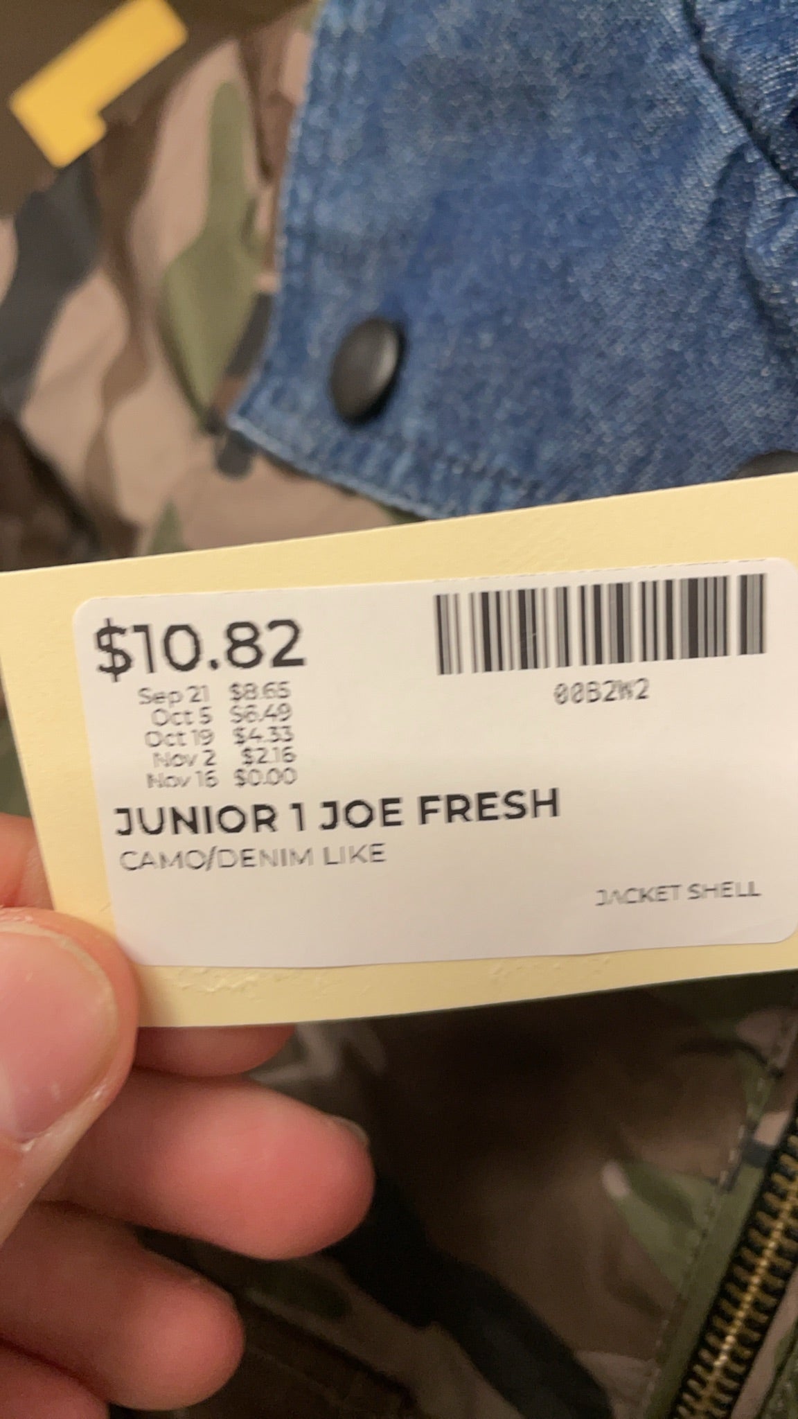 Joe Fresh Camo/Denim Like Jacket 1 Year