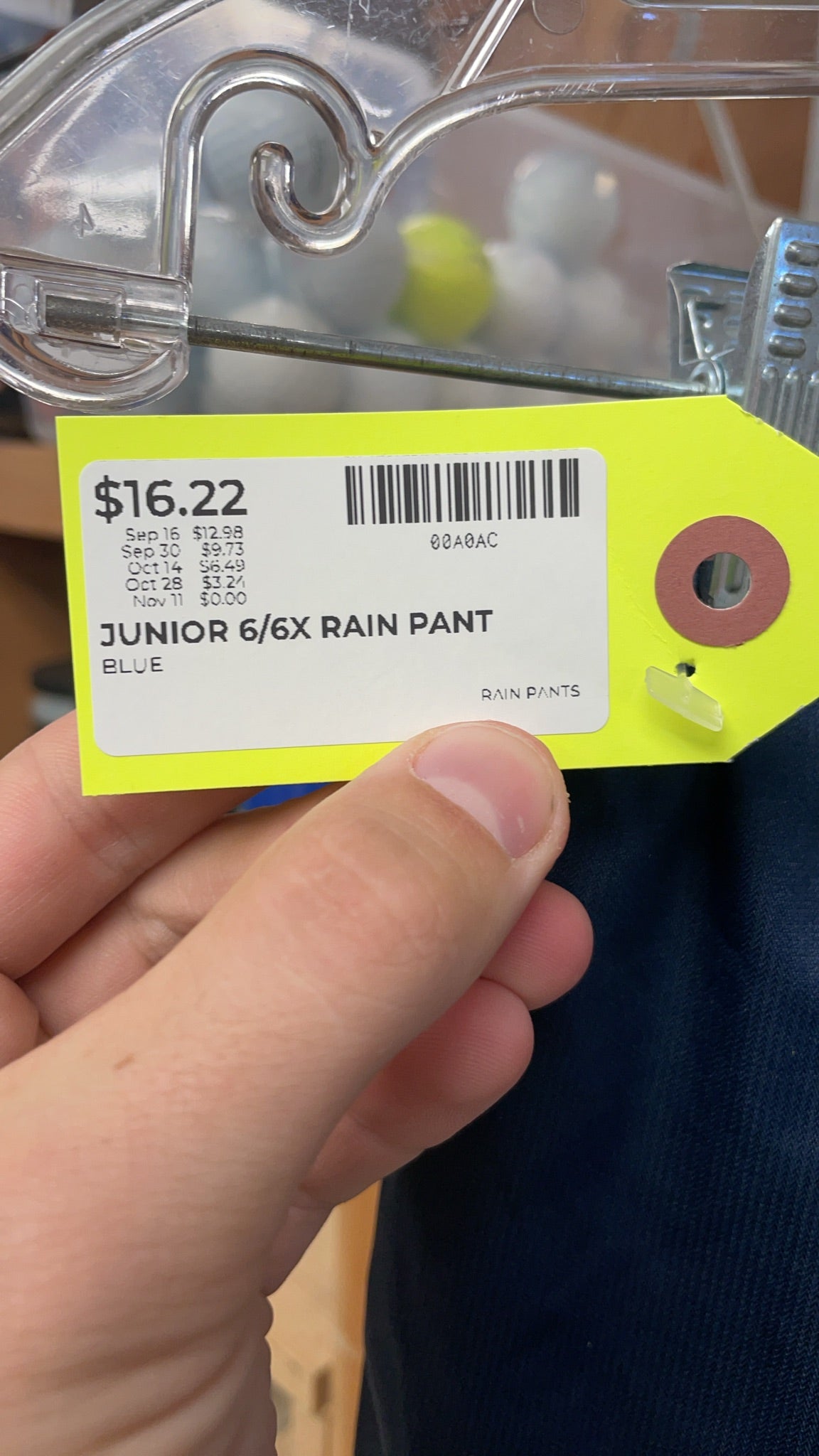 Junior Rain Pant 6/6X Blue