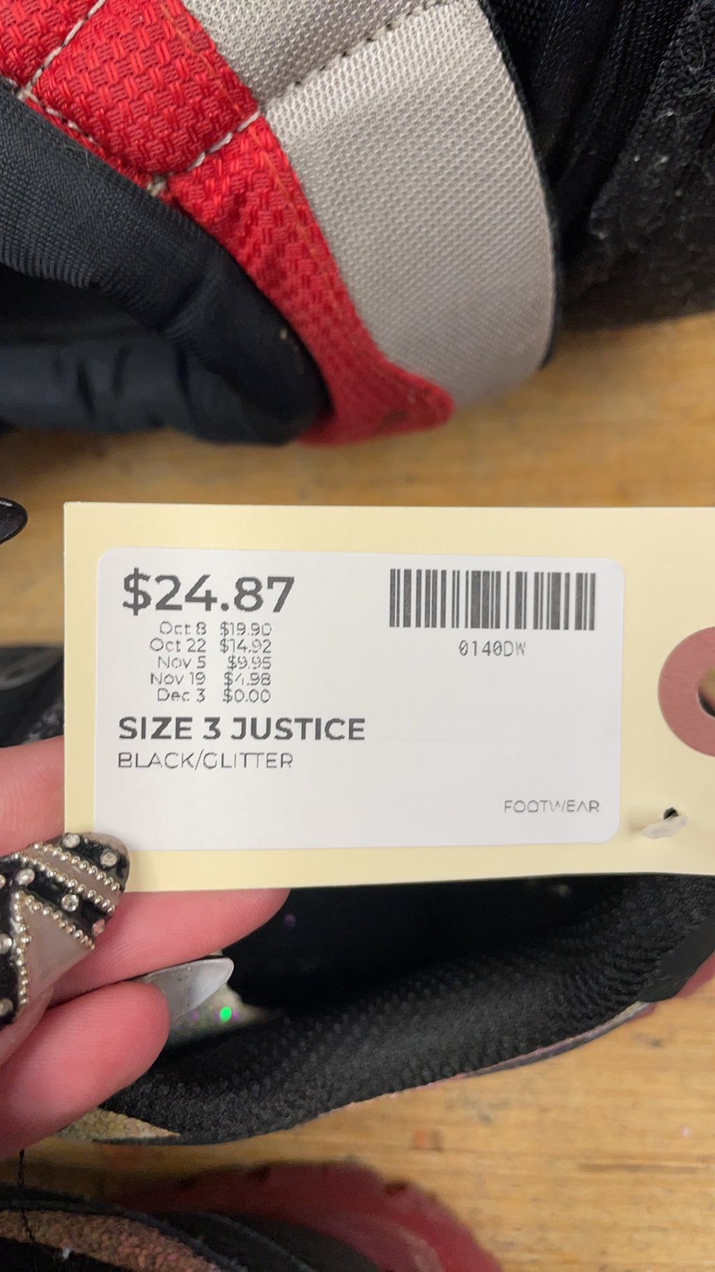 Justice JusticeSport Size 3 Black/Glitter Shoes