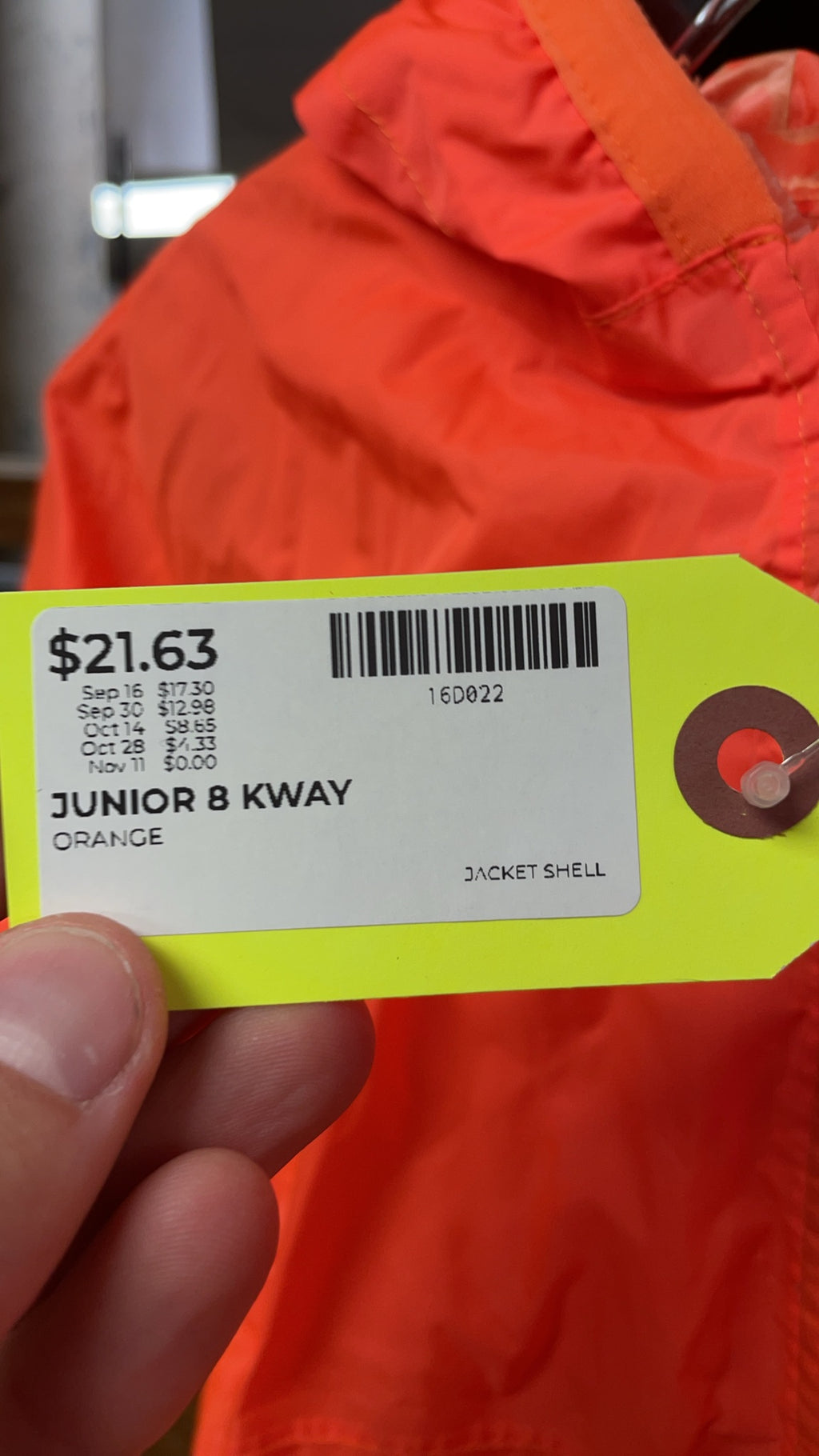 K-Way Jacket Shell Junior 8 Orange