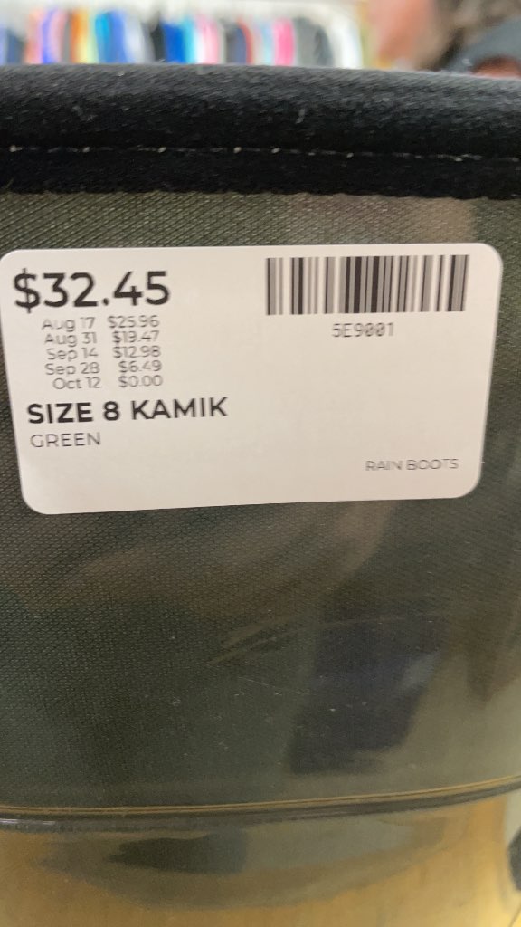 Kamik Green Rain Boots - Size 8