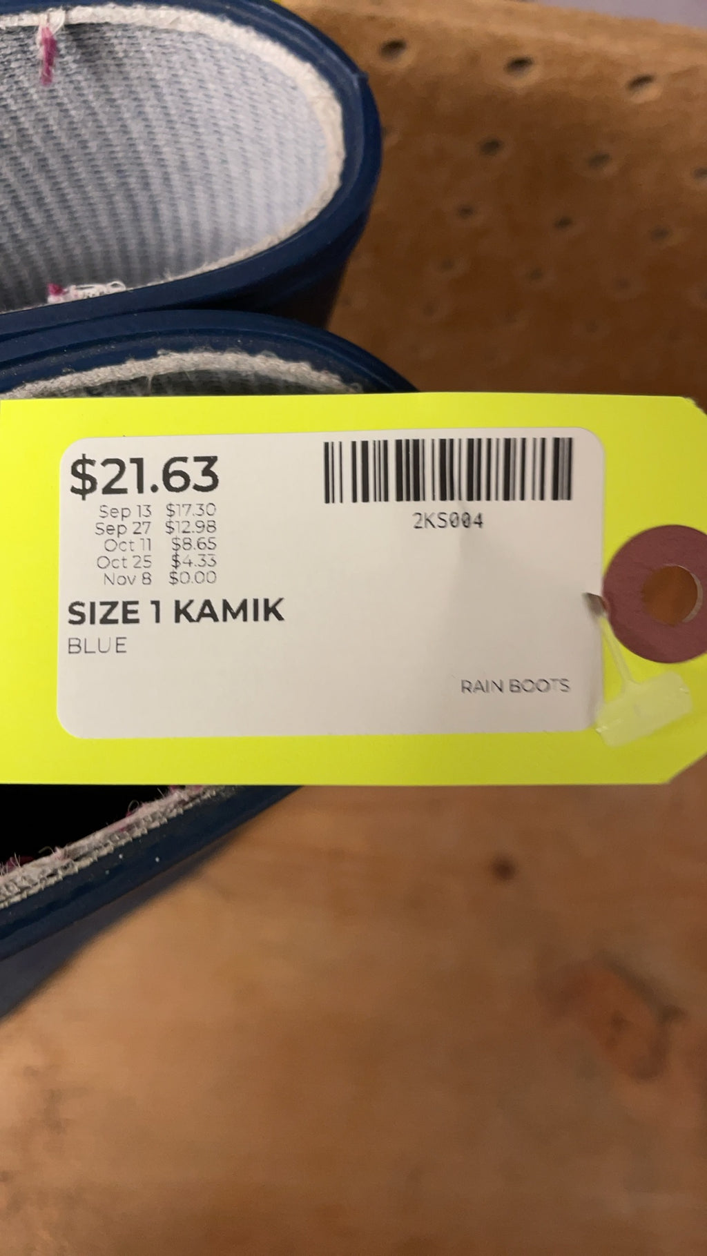 Kamik Rain Boots Size 1 Blue