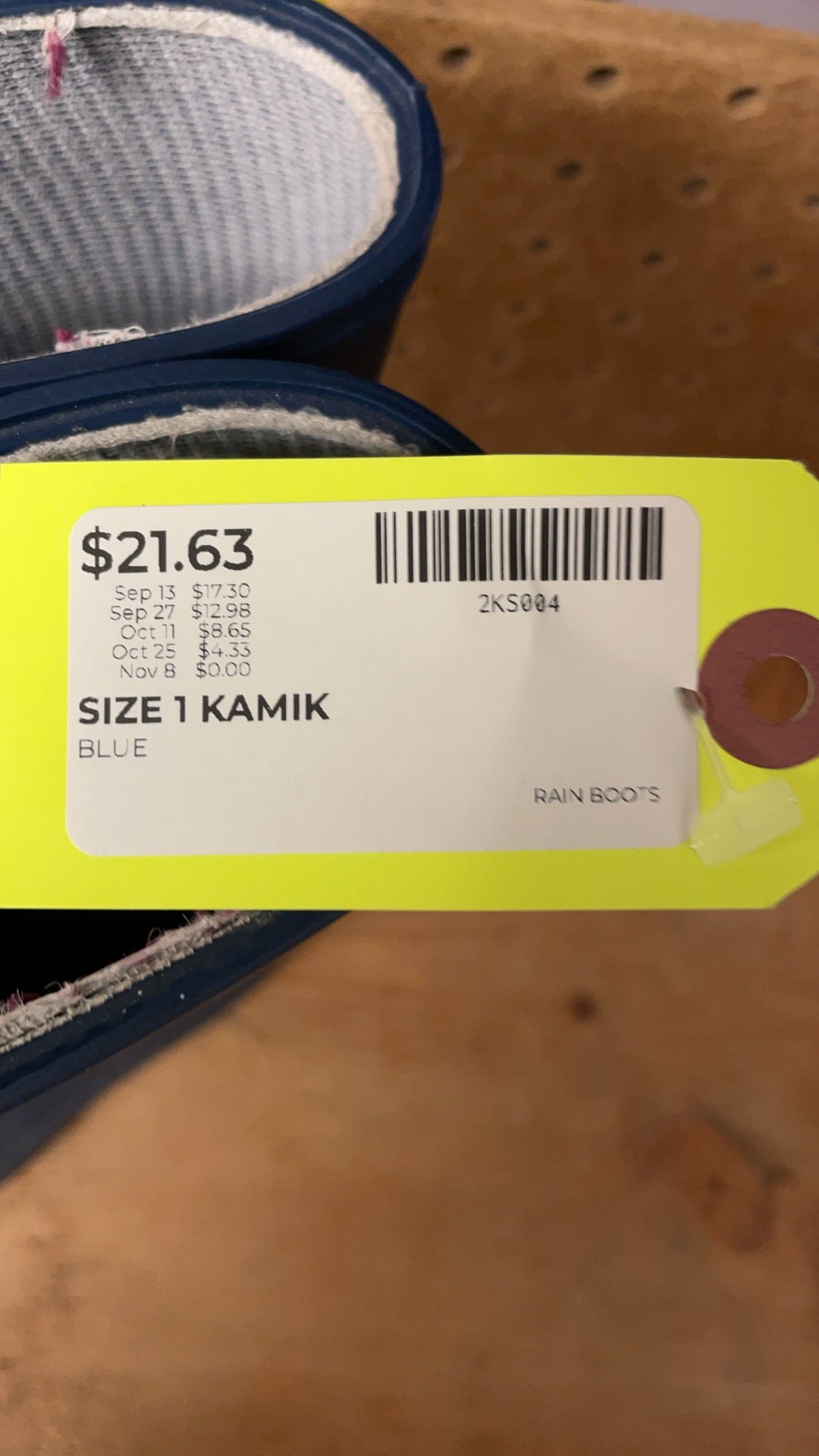 Kamik Rain Boots Size 1 Blue