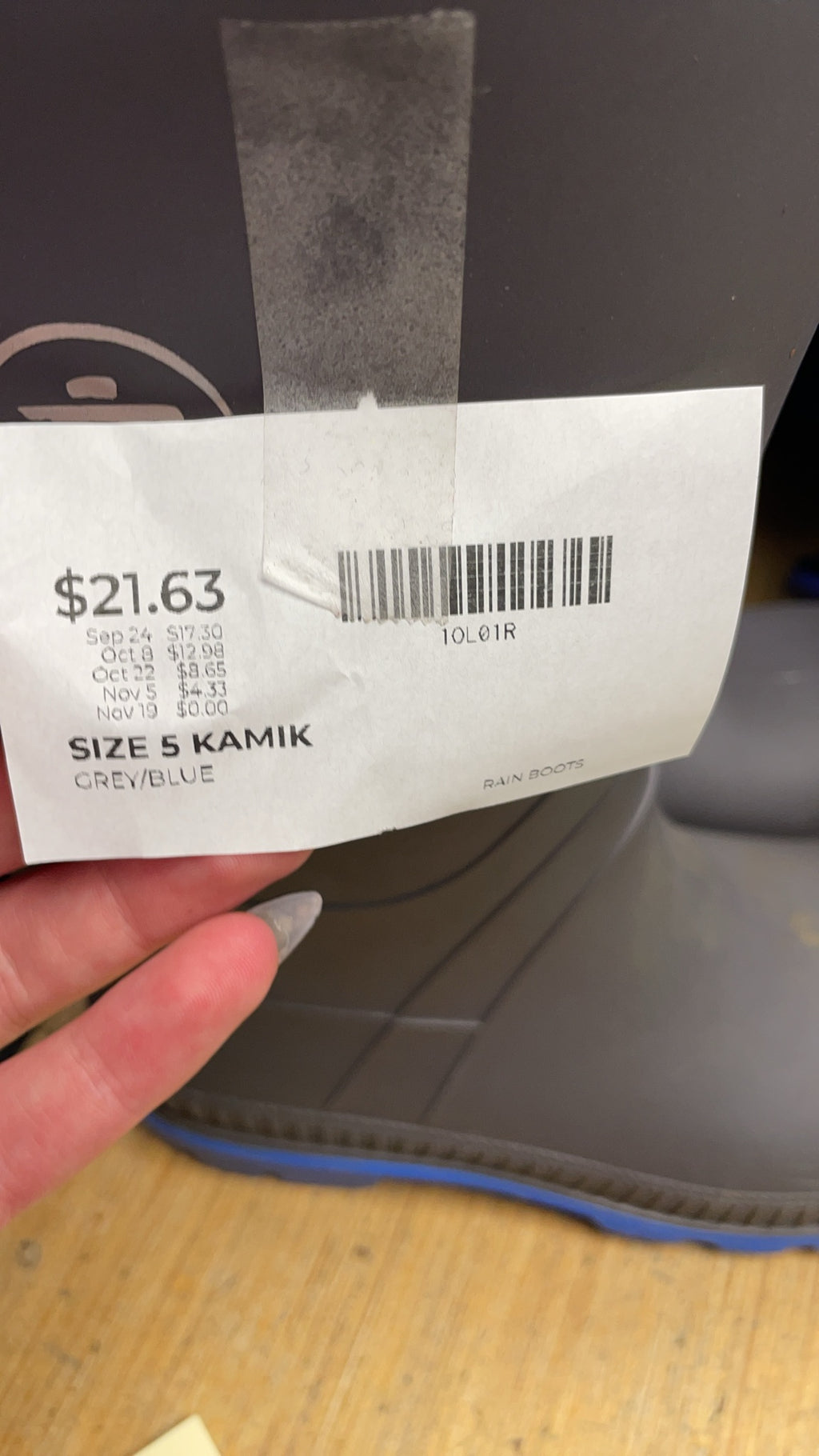 Kamik Rain Boots Size 5 Grey/Blue