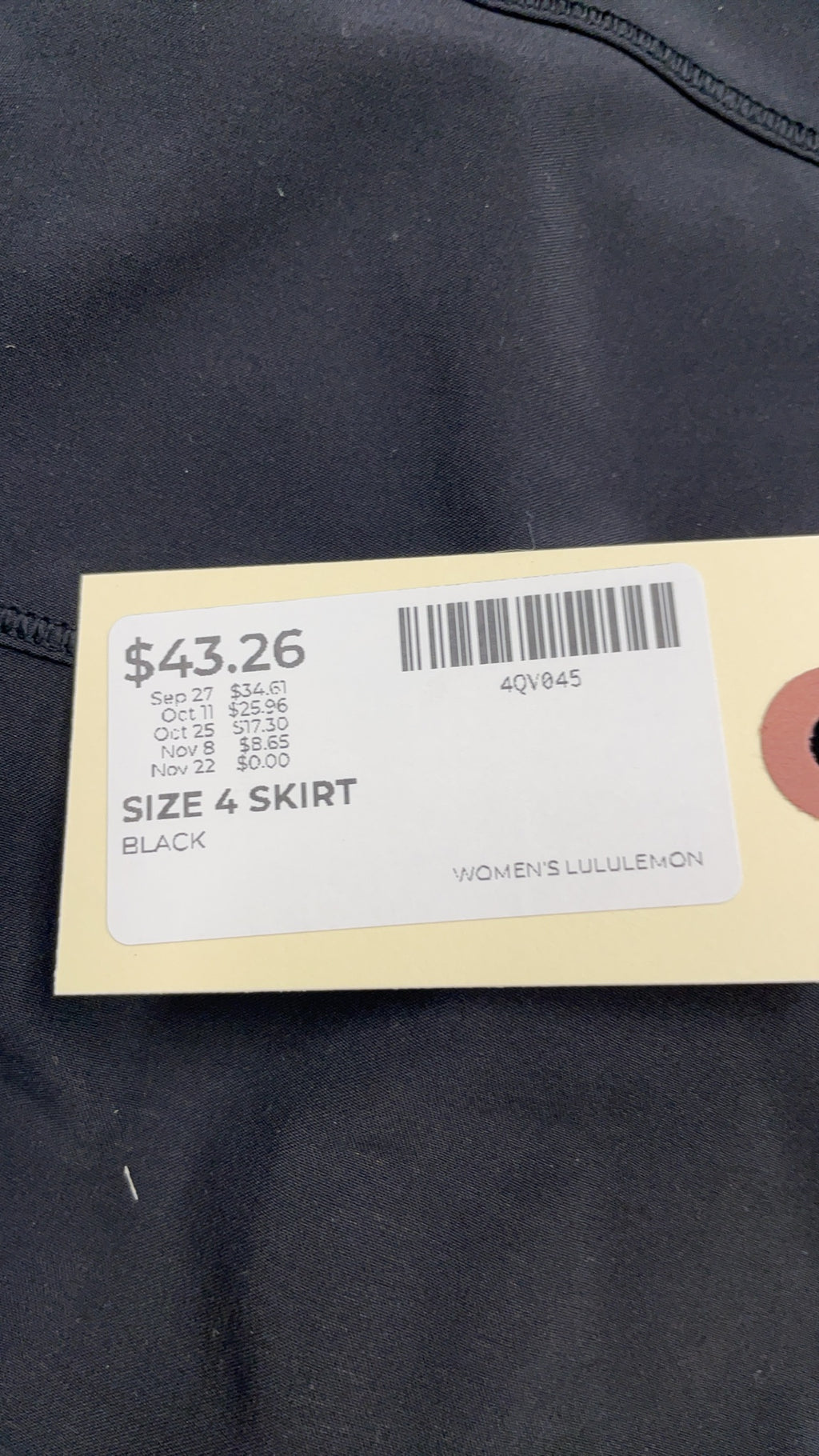 Lululemon Athletic Skirt Size 4 Black