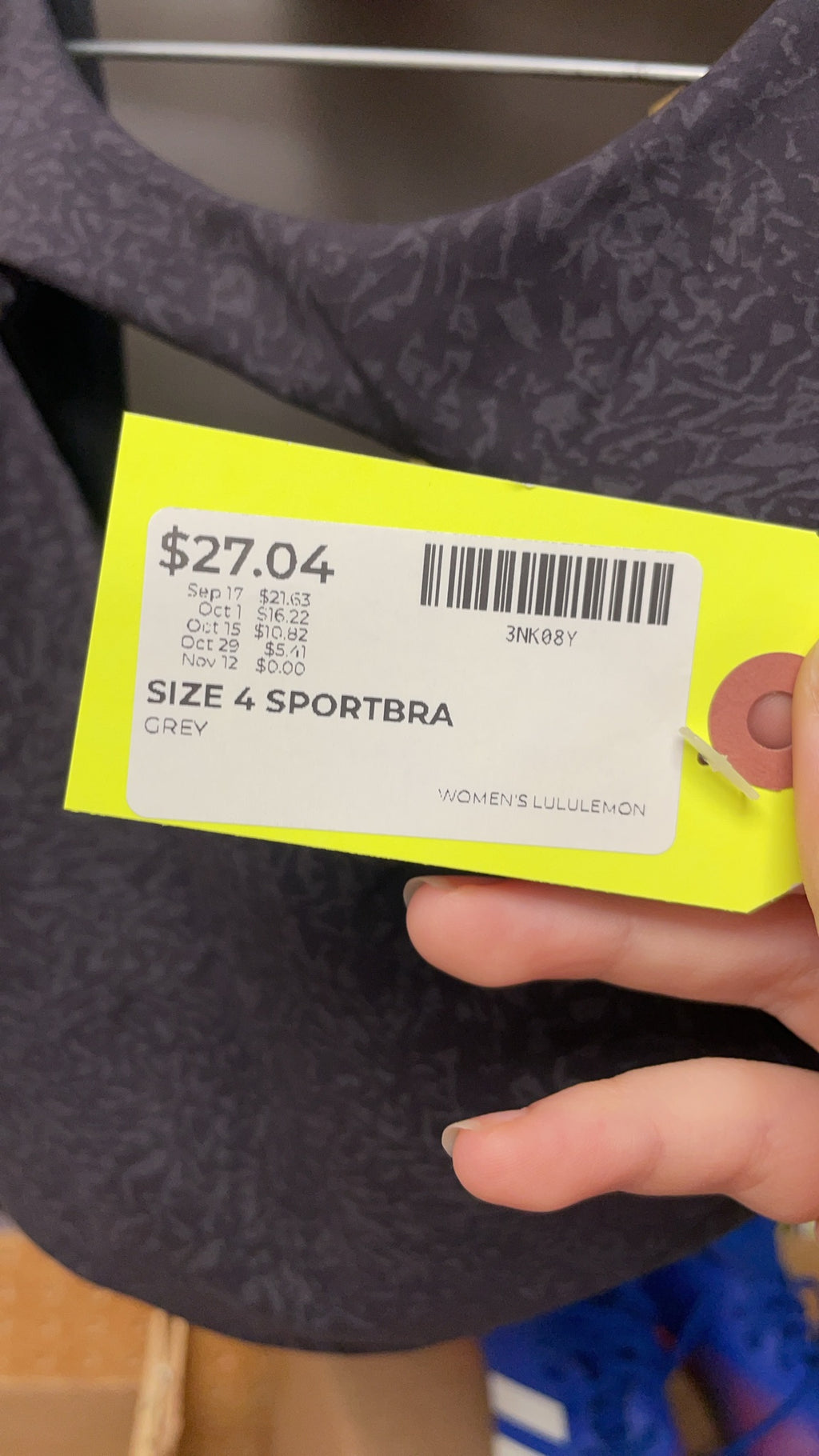 Lululemon Barry's Size 4 Grey Patterned Sportbra
