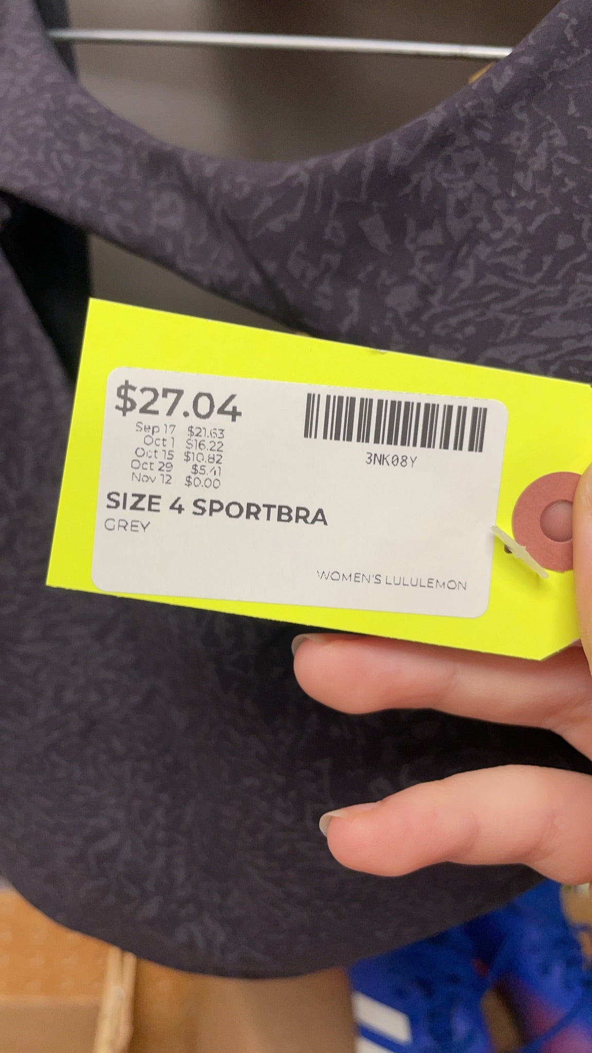 Lululemon Barry's Size 4 Grey Patterned Sportbra