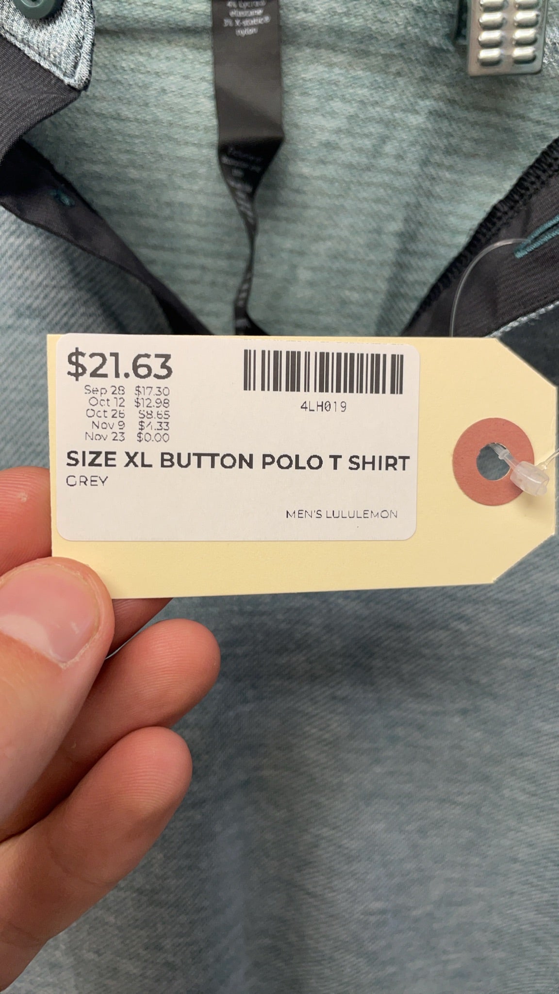 Lululemon Button Polo T-Shirt Size XL Grey