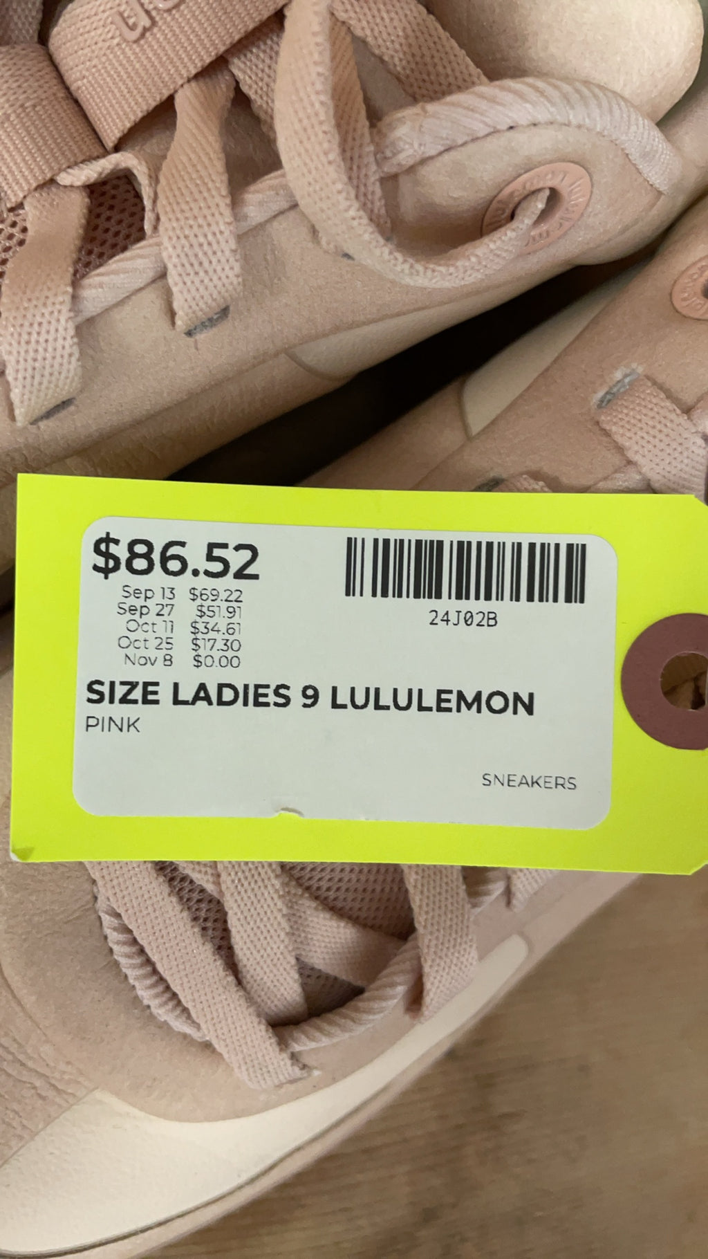 Lululemon Cityverse Ladies 9 Pink Sneakers