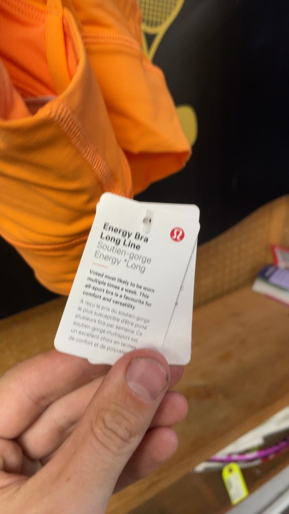 Lululemon Energy Bra Long Line - Orange - Size 4